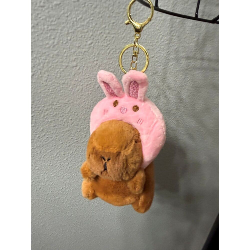 Set of 4 Capybara Plush Purse Charms | Frog Bunny Chick Teddy Bear | NWT - Picture 13 of 16